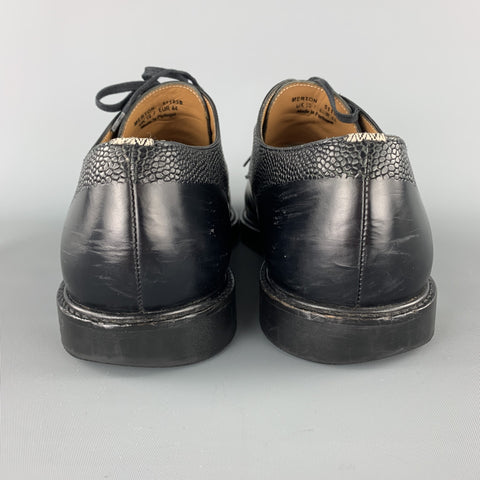 PAUL SMITH Size 11 Black Textured Leather Upper Lace Up Derbys