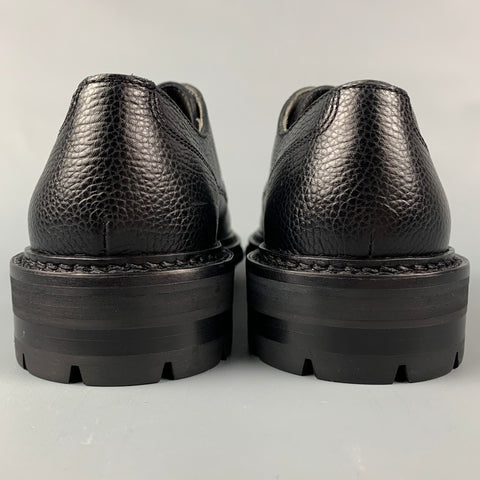 LANVIN Taille 8 Chaussures à lacets en cuir grainé noir