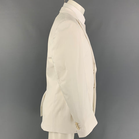 YVES SAINT LAURENT Size 40 White Cotton Peak Lapel Sport Coat