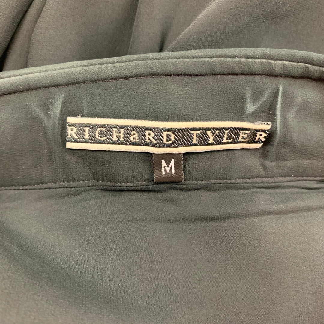 RICHARD TYLER Size L Black Silk Hidden Placket Long Sleeve Shirt