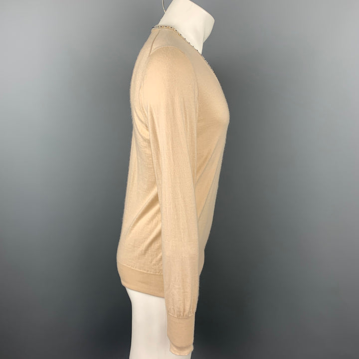 ALEXANDER MCQUEEN Size L Beige Cashmere Buttoned V-Neck Pullover Sweater