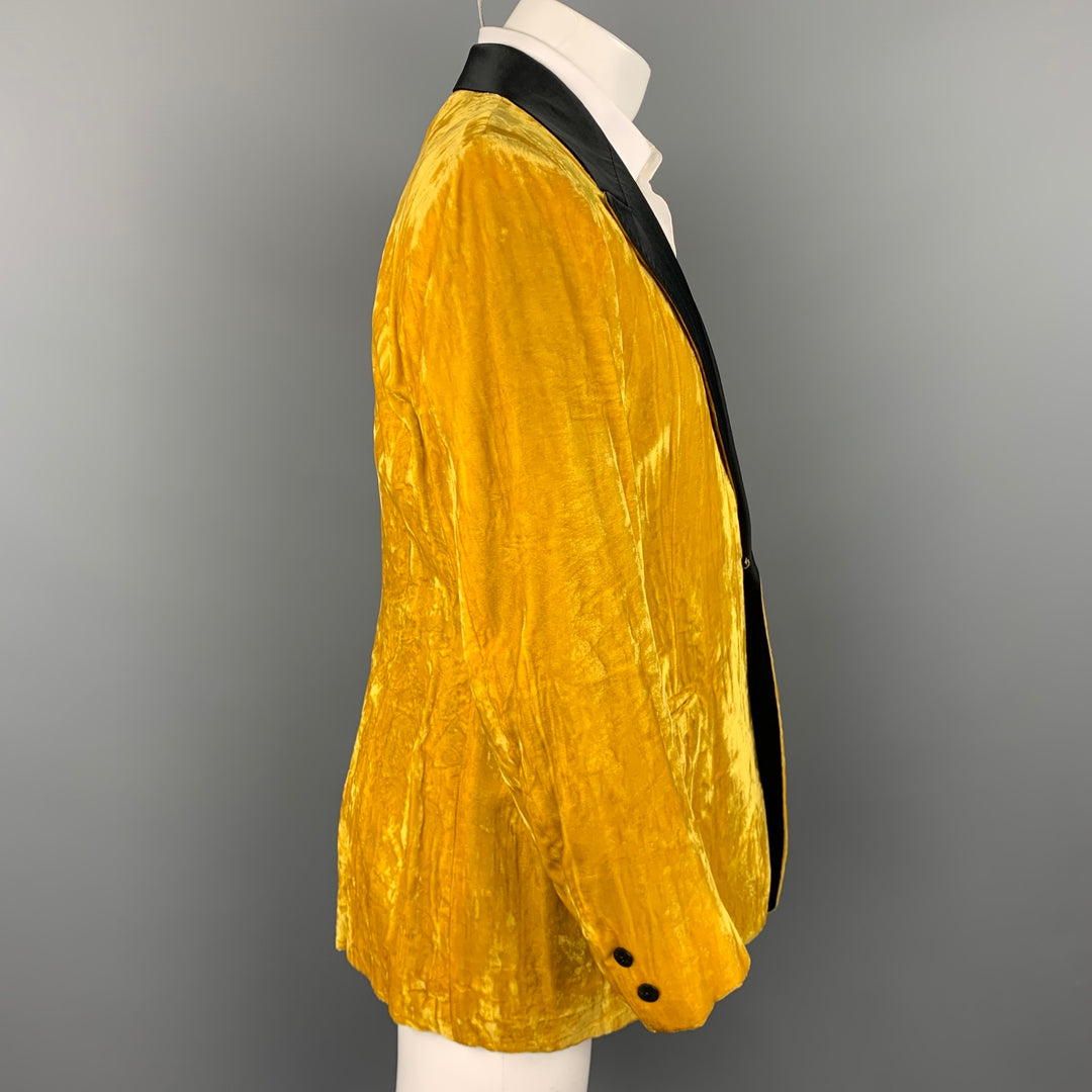 Vintage AFTER SIX Size 40 Gold Textured Velvet Peak Lapel Sport Coat