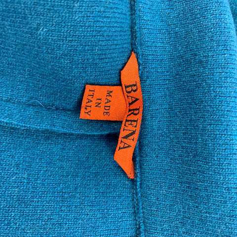 BARENA Taille 42 Manteau de sport en laine texturée / polyamide à revers cranté bleu sarcelle