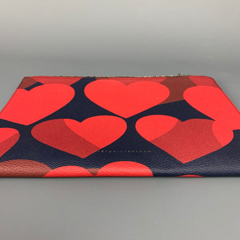 VICTORIA BECKHAM Red & Navy Heart Leather Pebble Grain Clutch Handbag