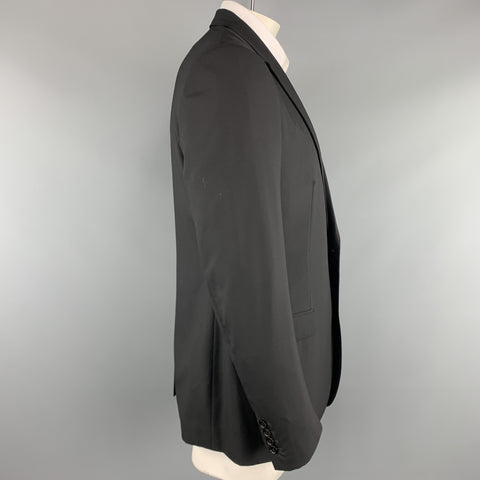 DIOR HOMME Taille 44 Costume à deux boutons en laine vierge noire à revers cranté
