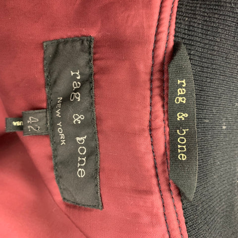 RAG & BONE Size 42 Navy Black Wool  Nylon Bomber Jacket