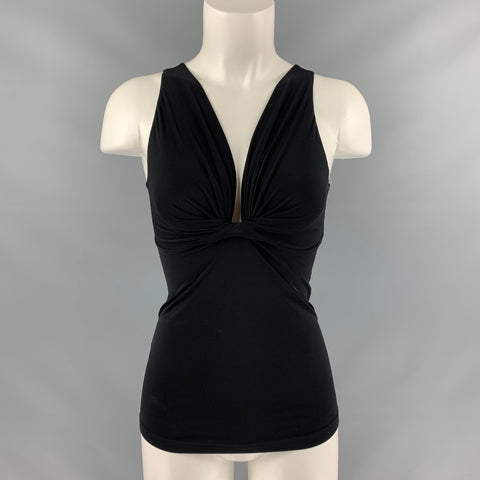 GABRIELE STREHLE Size 6 Black Nylon & Eastane Solid Blouse