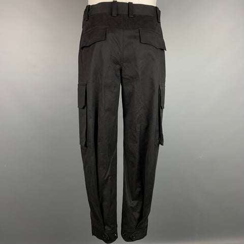 NEIL BARRETT Talla 30 Pantalones casuales con bolsillos cargo de algodón negro