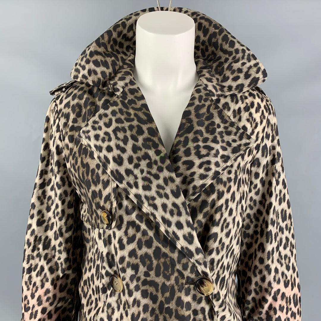 LANVIN Fall 2010 by Alber Elbaz Size 8 Taupe Brown Animal Print Trench Coat
