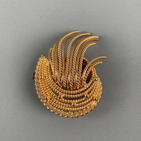Broche abstraite en métal doré VINTAGE