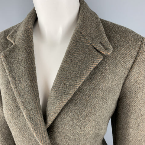 LUCIANO BARBERA Size 12 Muted Olive Wool Blend Coat