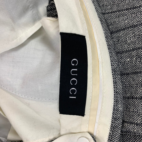 GUCCI Size 38 Grey Stripe Wool Blend Notch Lapel Suit