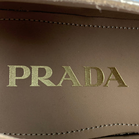 PRADA Size 6.5 Gold Leather Perforated Wingtip Lace Up Shoes