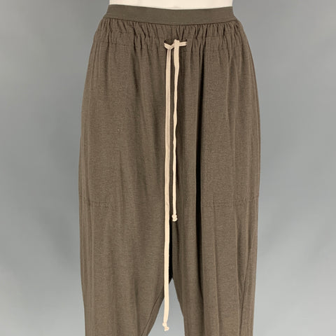 RICK OWENS LILIES Size 8 Olive Viscose Blend Drop-Crotch Cropped Casual Pants