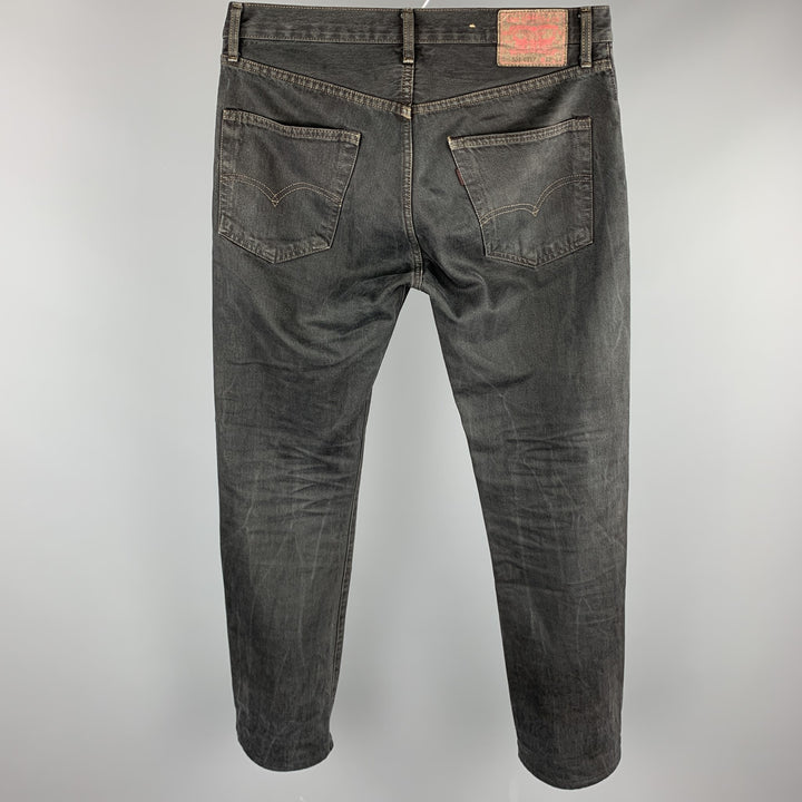 LEVI'S VINTAGE CLOTHING Size 33 Black Contrast Stitch Denim Zip Fly Jeans