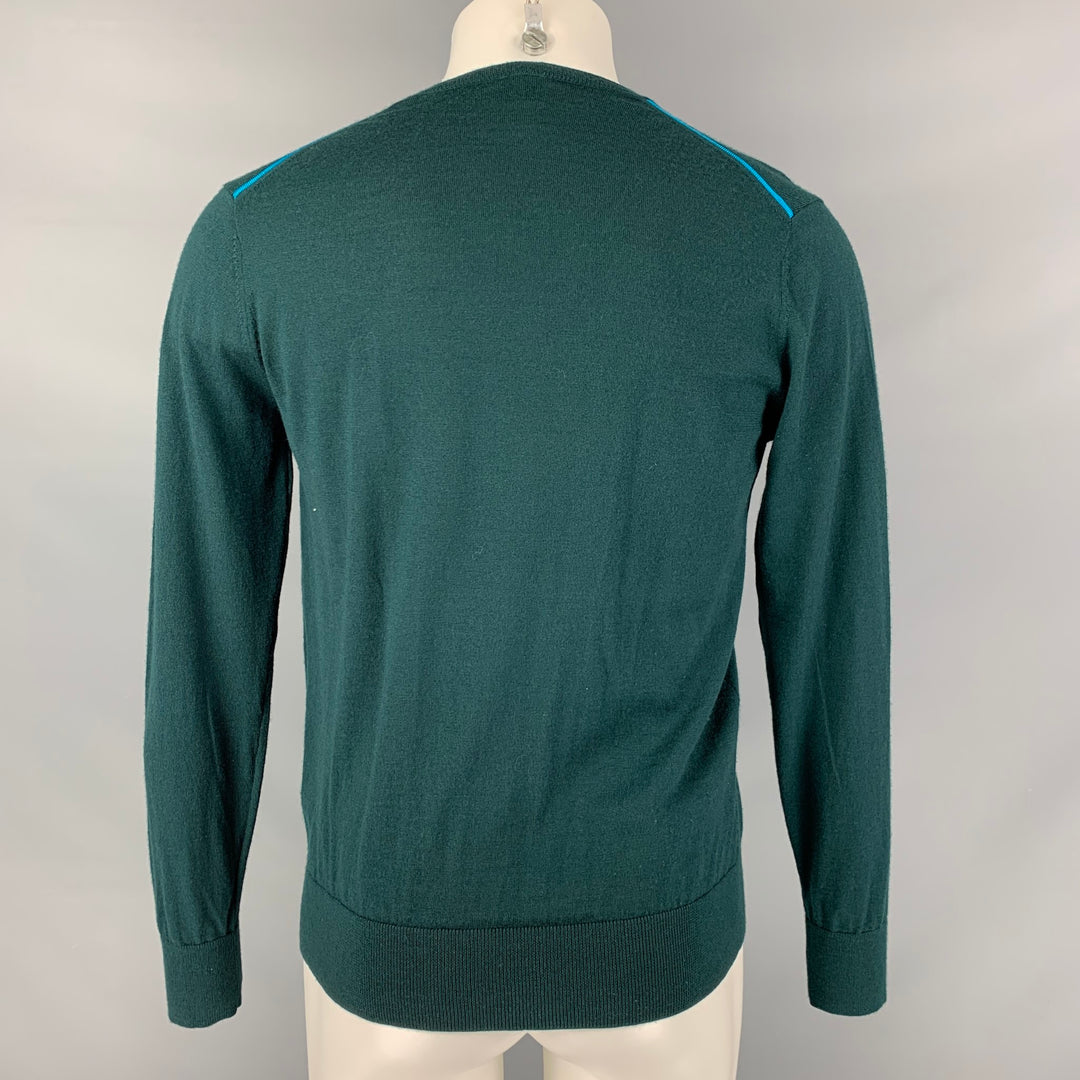 PAUL SMITH Size M Hunter Green Solid Merino Wool Long Sleeve Pullover