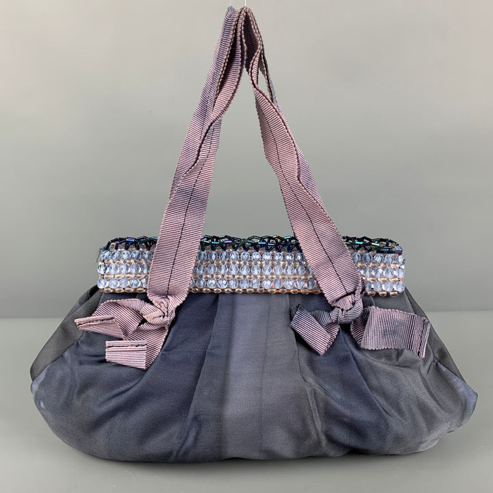 Vintage PRADA Purple Marbled Silk Rhinestones Mini Handbag