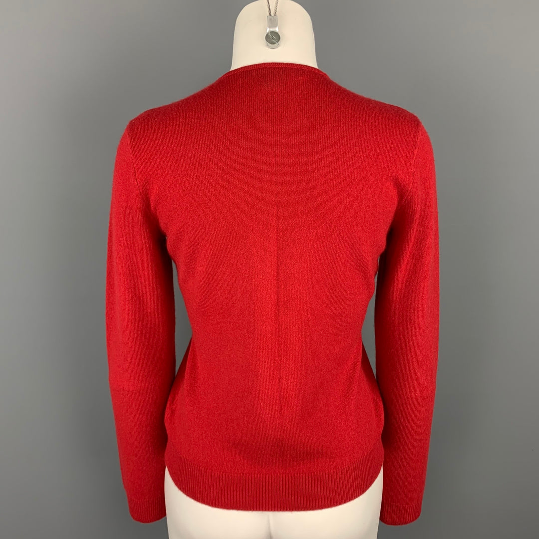 RALPH LAUREN Black Label Size M Red Knitted Cashmere Cardigan