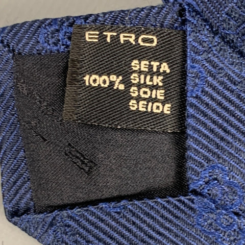 ETRO Navy Black Abstract Floral Silk Tie