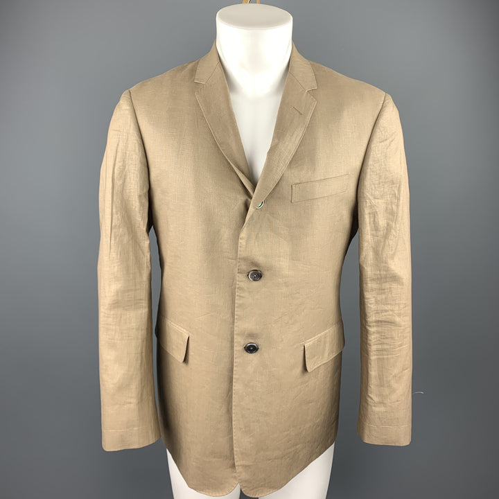 BLACK FLEECE Size 40 Khaki Linen Notch Lapel Sport Coat