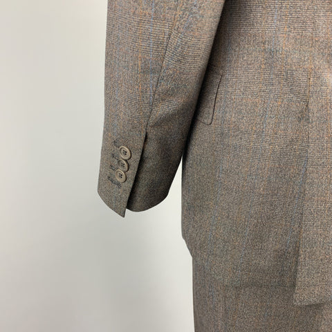 TED BAKER Size 40 Short Charcoal Glenplaid Wool Blend Notch Lapel Suit
