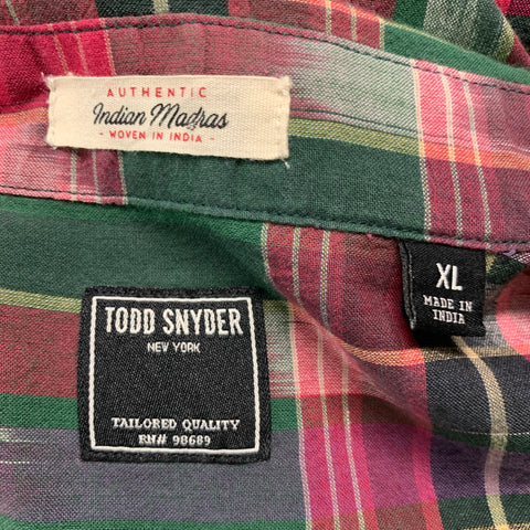 TODD ​​SNYDER Taille XL Ensemble en coton à carreaux vert rouge