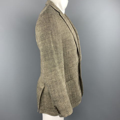 J CREW 38 R Black & Gold Herringbone Linen Ludlow Sport Coat