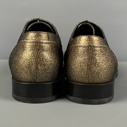 LANVIN Size 7.5 Gold Metallic Leather Lace Up Shoes