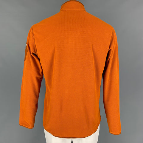 ARCTERYX Size L Orange Waffle Knit Polyester Half Zip Polartec Sweatshirt