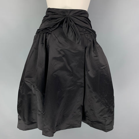 PRADA Size 6 Black Silk A-Line Skirt