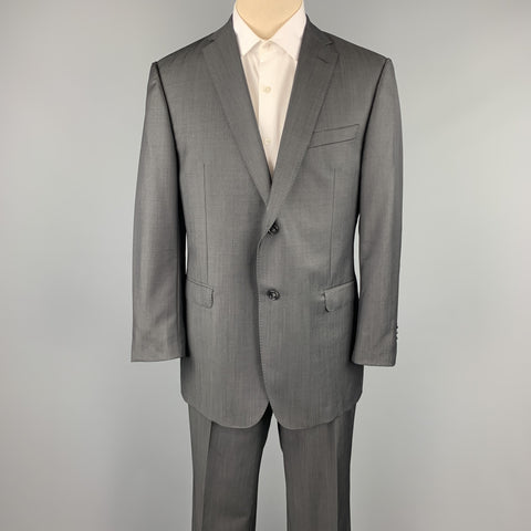 Z ZEGNA Size 44 Regular Charcoal Wool / Mohair Notch Lapel Suit