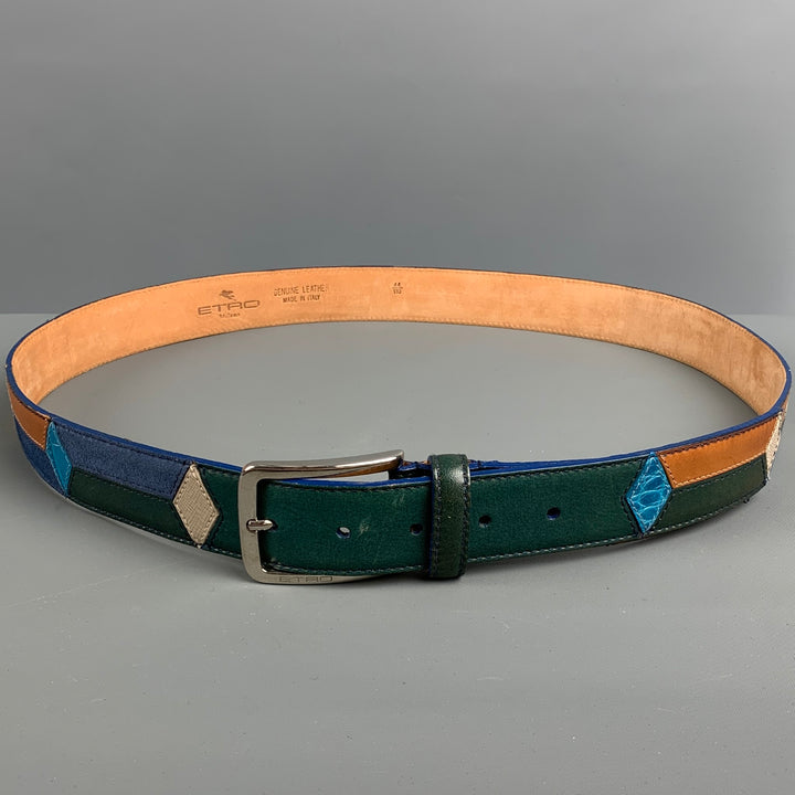 ETRO Size 36 Beige Multi-Color Woven Leather Belt