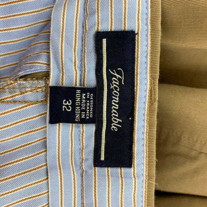 FACONNABLE Size 32 Khaki Corduroy Cotton Flat Front Casual Pants
