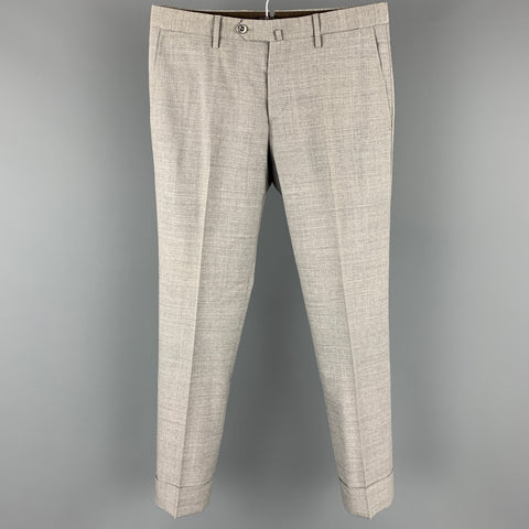 PT01 Size 30 Grey Heather Virgin Wool Button Fly Dress Pants