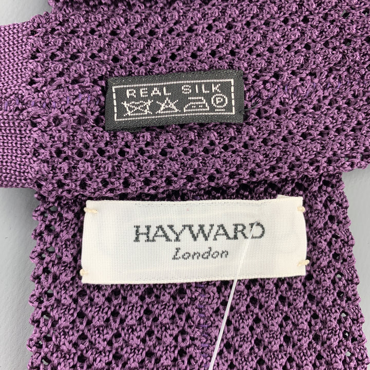 HAYWARD LONDON Corbata de punto texturizada de seda morada apagada