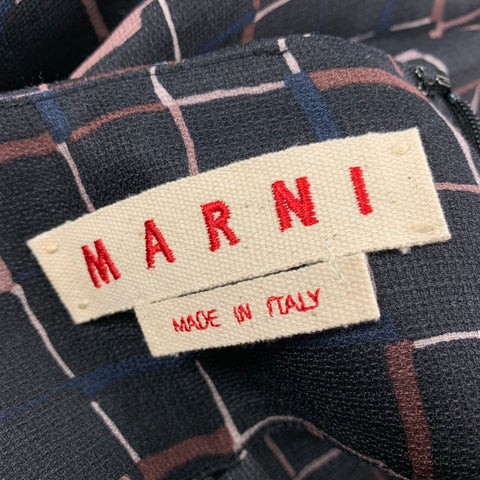 MARNI Size 6 Black Taupe Silk Wool Pleated Skirt