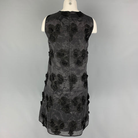 P.A.R.O.S.H. Size L Black Polyester Applique Sleeveless Dress