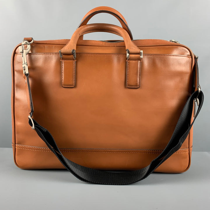 JACK SPADE Tan Solid Leather Briefcase Bags