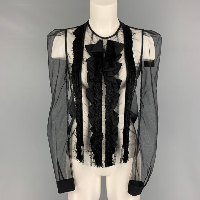 VIKTOR &amp; ROLF Top de vestir de manga larga transparente negro talla 4