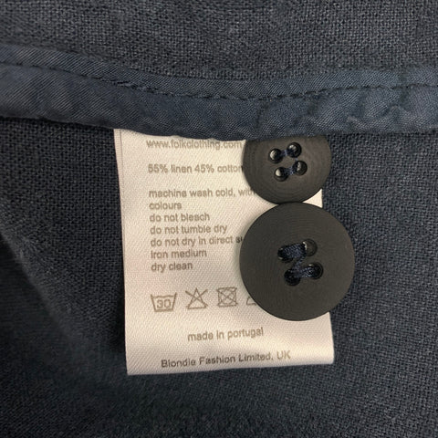 FOLK Size M Navy Linen Cotton Notch Lapel Sport Coat