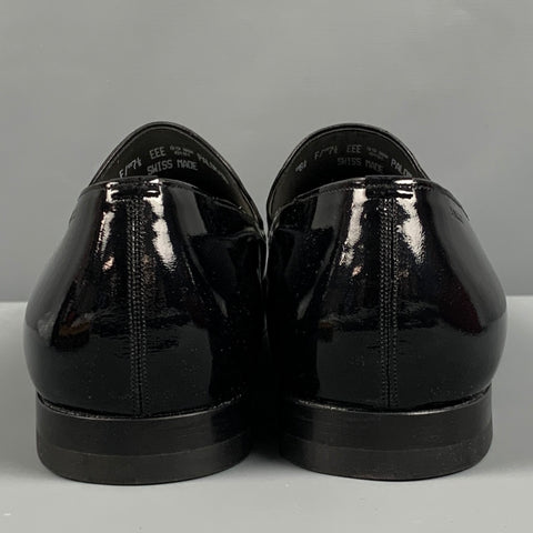 BALLY Size 7.5 Black Patent Leather Slip On Loafers