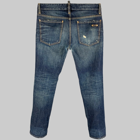 DSQUARED2 Size 30 Blue Distressed Straight Button Fly Jeans