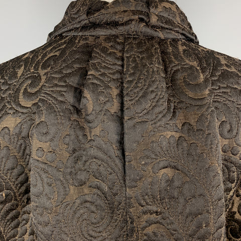 LANVIN Taille 4 Veste courte en brocart noir et marron