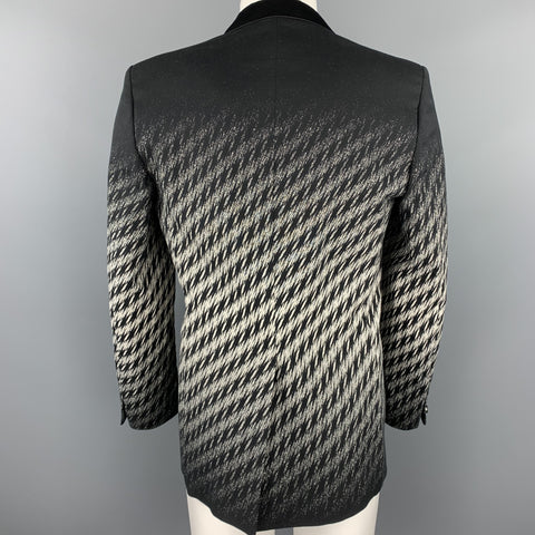 JUST CAVALLI Size 42 Black & White Ombre Houndstooth Notch Lapel Sport Coat