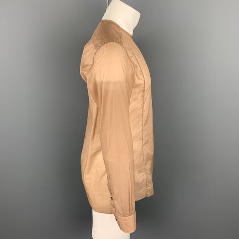 LANVIN Size S Tan Polyamide Blend Side Zipper Long Sleeve Shirt