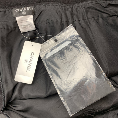 CHANEL Size L Black Sparkle Wool Pencil Skirt