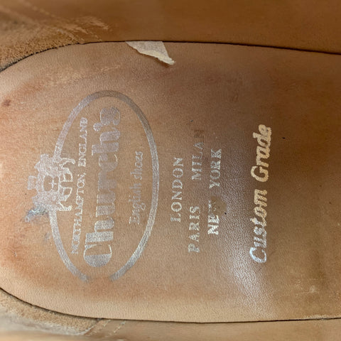 CHURCH'S Size 10.5 Tan Leather Wingtip Lace Up Shoes
