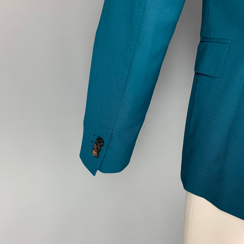PAUL SMITH Soho Fit Size 38 Teal Peak Lapel Regular Wool Sport Coat