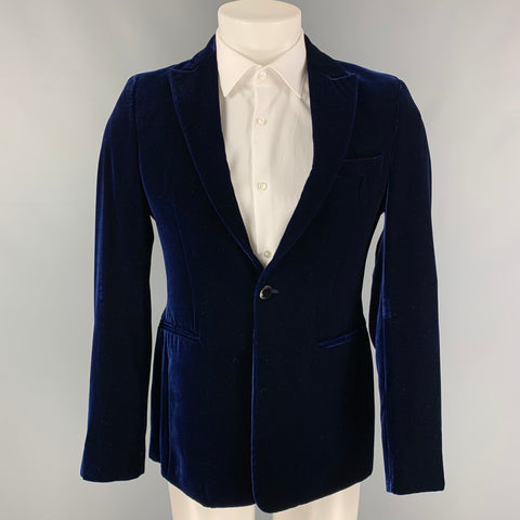 EMPORIO ARMANI Taille 36 Manteau de sport en viscose / soie en velours bleu