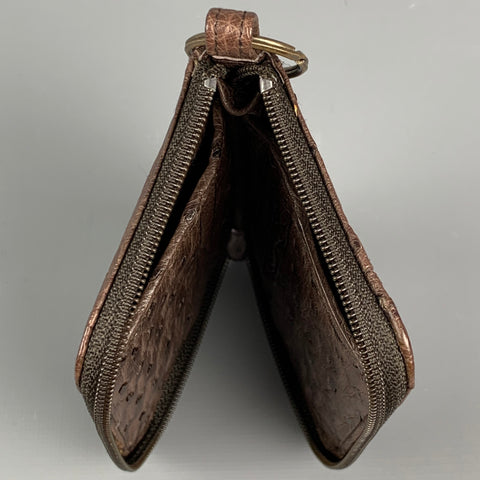 NOT LISTED Brown Ostrich Leather Key Chain Wallet